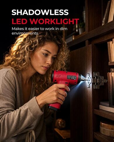 4V Cordless Electric Screwdriver, 22Pcs Small Power Screwdriver Set with LED Light, 320 RPM, 4 N.m Torque, 2000mAh Type-C Rechargeable, Lightweight for Furniture Assembly & Home Repair in Kuwait