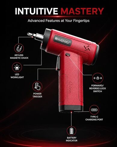 4V Cordless Electric Screwdriver, 22Pcs Small Power Screwdriver Set with LED Light, 320 RPM, 4 N.m Torque, 2000mAh Type-C Rechargeable, Lightweight for Furniture Assembly & Home Repair in Kuwait