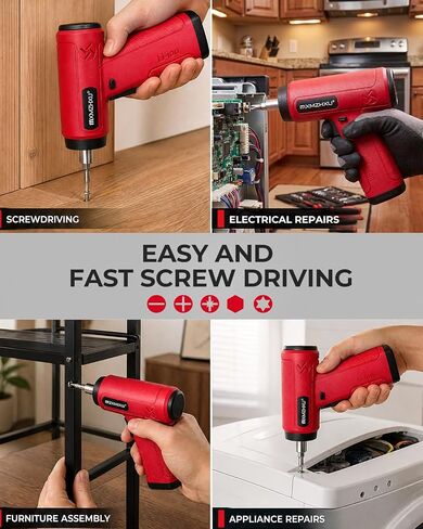 4V Cordless Electric Screwdriver, 22Pcs Small Power Screwdriver Set with LED Light, 320 RPM, 4 N.m Torque, 2000mAh Type-C Rechargeable, Lightweight for Furniture Assembly & Home Repair in Kuwait