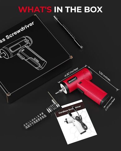 4V Cordless Electric Screwdriver, 22Pcs Small Power Screwdriver Set with LED Light, 320 RPM, 4 N.m Torque, 2000mAh Type-C Rechargeable, Lightweight for Furniture Assembly & Home Repair in Kuwait