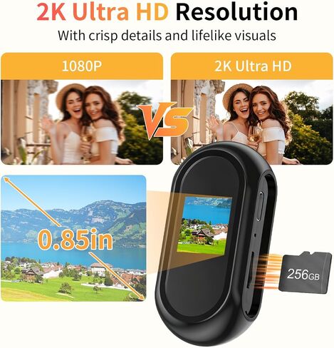 2K Mini Body Camera with 0.85" Screen,Thumb Size Small POV Camera with WiFi,Tiny Wearable Action Camera Magnetic Camcorder for Vlogging Work Cycling Motorcycle Pet Travel in Kuwait