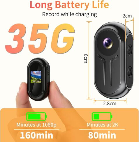 2K Mini Body Camera with 0.85" Screen,Thumb Size Small POV Camera with WiFi,Tiny Wearable Action Camera Magnetic Camcorder for Vlogging Work Cycling Motorcycle Pet Travel in Kuwait