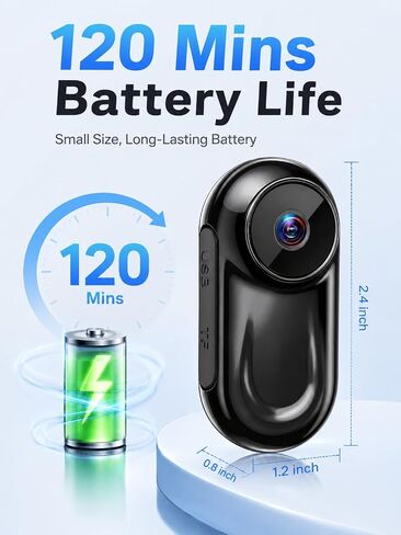 Mini Body Camera 1080P, Small Action Camera | Thumb Camera, Magnetic Wearable Body cam for Hands-Free Recording, Helmet Mount, Pocket Cam for Vlogging, 64G(No Wi-Fi & APP) in Kuwait