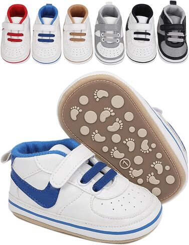 Baby Boy Sneakers, Soft Sole First Walker Shoes for Infant Boys Girls, Non-Slip Baby Walking Shoes with Hook-and-Loop Strap, Baby Casual Shoes 6-12-18 Months in Kuwait