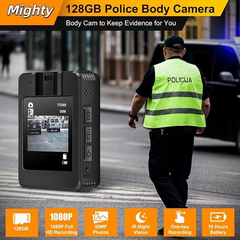 Body Camera with Audio and Video Recording: 1080P FHD Body Cam, 128GB Wearable Pocket Camera, Night Vision, 10HR Battery, 2.0" Screen Bodycam for Work, Outdoor, Travel, Fishing, Pet Walking in Kuwait