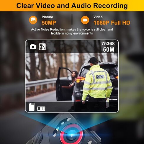Body Camera with Audio and Video Recording: 1080P FHD Body Cam, 128GB Wearable Pocket Camera, Night Vision, 10HR Battery, 2.0" Screen Bodycam for Work, Outdoor, Travel, Fishing, Pet Walking in Kuwait