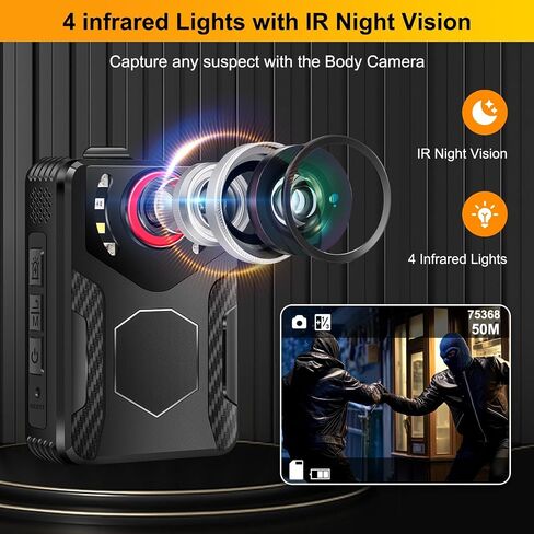 Body Camera with Audio and Video Recording: 1080P FHD Body Cam, 128GB Wearable Pocket Camera, Night Vision, 10HR Battery, 2.0" Screen Bodycam for Work, Outdoor, Travel, Fishing, Pet Walking in Kuwait