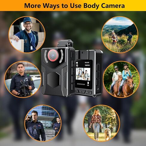 Body Camera with Audio and Video Recording: 1080P FHD Body Cam, 128GB Wearable Pocket Camera, Night Vision, 10HR Battery, 2.0" Screen Bodycam for Work, Outdoor, Travel, Fishing, Pet Walking in Kuwait