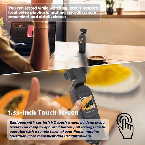 Vlogging Camera, FHD 1080P Touch Screen Pocket Body Cam with Dual Adjust Rotated Lens, External Fast Charger Battery Handle, 32GB Card Included in Kuwait