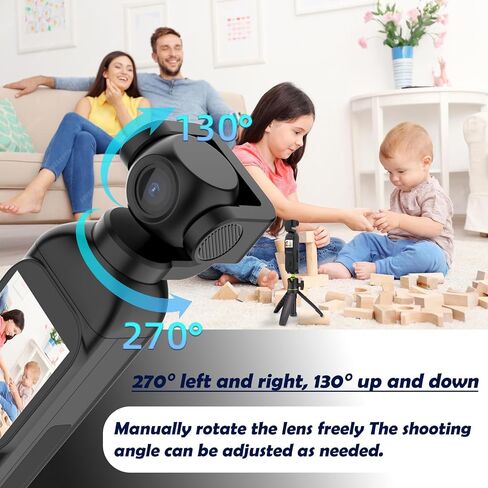 Vlogging Camera, FHD 1080P Touch Screen Pocket Body Cam with Dual Adjust Rotated Lens, External Fast Charger Battery Handle, 32GB Card Included in Kuwait