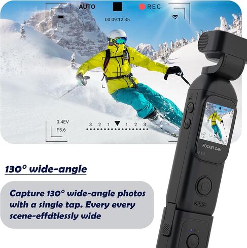 Vlogging Camera, FHD 1080P Touch Screen Pocket Body Cam with Dual Adjust Rotated Lens, External Fast Charger Battery Handle, 32GB Card Included in Kuwait
