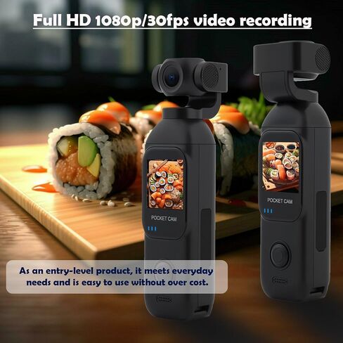 Vlogging Camera, FHD 1080P Touch Screen Pocket Body Cam with Dual Adjust Rotated Lens, External Fast Charger Battery Handle, 32GB Card Included in Kuwait