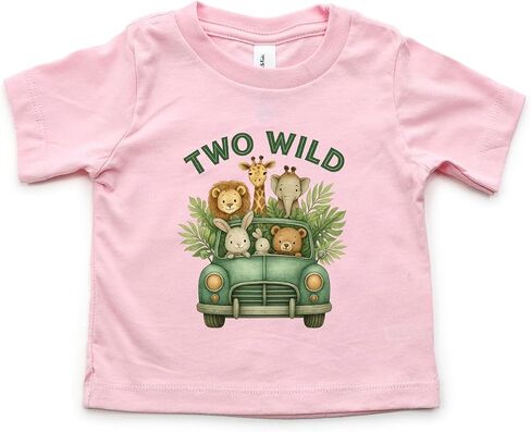 Two Wild Birthday Shirt Toddler Kids 2nd Graphic Short Sleeve Safari Jungle Animal Party Gift in Kuwait