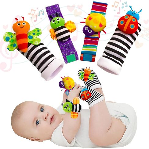 Baby Wrist Rattles for Babies 0-12 Months | Infant Rattle Sensory Socks for Babies | Soft Developmental Wristbands for Newborn Boys & Girls in Kuwait