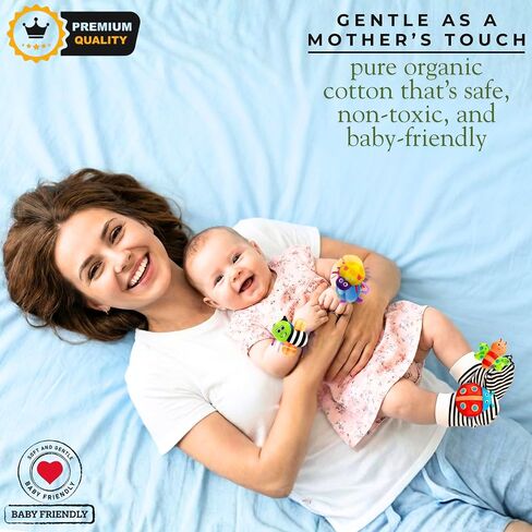 Baby Wrist Rattles for Babies 0-12 Months | Infant Rattle Sensory Socks for Babies | Soft Developmental Wristbands for Newborn Boys & Girls in Kuwait