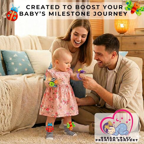 Baby Wrist Rattles for Babies 0-12 Months | Infant Rattle Sensory Socks for Babies | Soft Developmental Wristbands for Newborn Boys & Girls in Kuwait