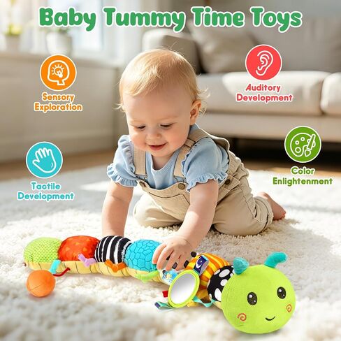 Baby Sensory Toy for 6-12 Months, Plush Beehive with 5 Interactive Bee Toys | Stuffed Animal Toys with Rattle, Crinkle, Music, Squeaker, Mirror, Early Development Toy, Infant Tummy Time Toy, Newborn Gift in Kuwait