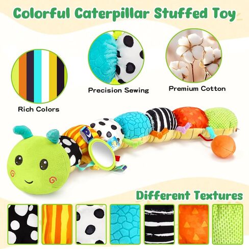 Baby Sensory Toy for 6-12 Months, Plush Beehive with 5 Interactive Bee Toys | Stuffed Animal Toys with Rattle, Crinkle, Music, Squeaker, Mirror, Early Development Toy, Infant Tummy Time Toy, Newborn Gift in Kuwait