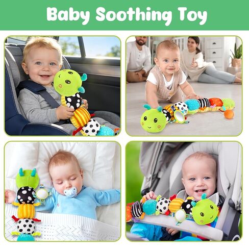 Baby Sensory Toy for 6-12 Months, Plush Beehive with 5 Interactive Bee Toys | Stuffed Animal Toys with Rattle, Crinkle, Music, Squeaker, Mirror, Early Development Toy, Infant Tummy Time Toy, Newborn Gift in Kuwait