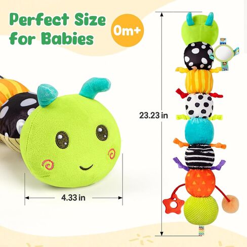 Baby Sensory Toy for 6-12 Months, Plush Beehive with 5 Interactive Bee Toys | Stuffed Animal Toys with Rattle, Crinkle, Music, Squeaker, Mirror, Early Development Toy, Infant Tummy Time Toy, Newborn Gift in Kuwait