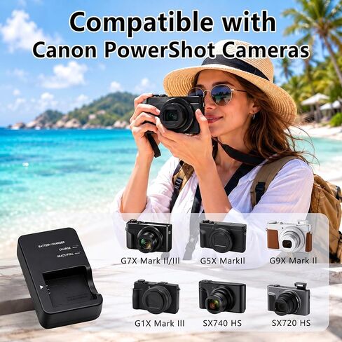 CB-2LHE Charger Compatible with Canon PowerShot G7X Mark II, G7X Mark III, G5X Mark II, G9X Mark II, G1X Mark III, SX740 HS, SX730 HS, SX720 HS, SX620 HS, NB-13L Power Supply in Kuwait