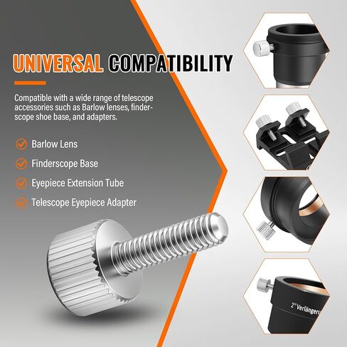 Alstar Telescope Screws - 6 PCS M4 x 14mm Threaded Accessories Screws | Metal Threaded Bolts for Barlow Lens, Adapter & Astronomical Accessories, 6-Pack Durable Aluminum Coated Fasteners in Kuwait