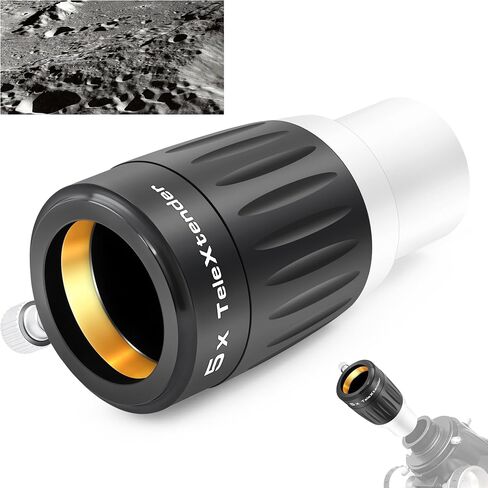 Astromania Premium Barlow Lens 3X 1.25inch 4-Elements TeleXtender Telescope | Premium Apochromatic Telescope Accessory,Built-In Brass Compression Ring,Rubber Armoured Grip,Multi-Coating for High Contrast in Kuwait