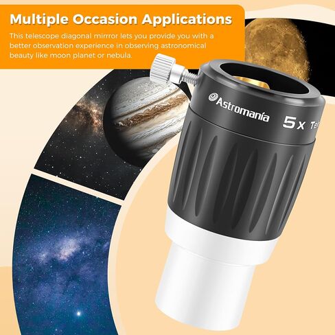Astromania Premium Barlow Lens 3X 1.25inch 4-Elements TeleXtender Telescope | Premium Apochromatic Telescope Accessory,Built-In Brass Compression Ring,Rubber Armoured Grip,Multi-Coating for High Contrast in Kuwait
