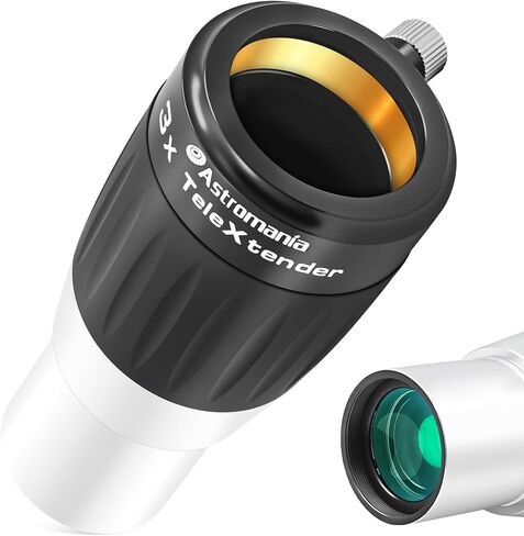 Astromania Premium Barlow Lens 3X 1.25inch 4-Elements TeleXtender Telescope | Premium Apochromatic Telescope Accessory,Built-In Brass Compression Ring,Rubber Armoured Grip,Multi-Coating for High Contrast in Kuwait
