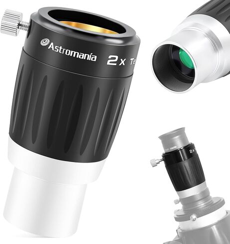 Astromania Premium Barlow Lens 3X 1.25inch 4-Elements TeleXtender Telescope | Premium Apochromatic Telescope Accessory,Built-In Brass Compression Ring,Rubber Armoured Grip,Multi-Coating for High Contrast in Kuwait