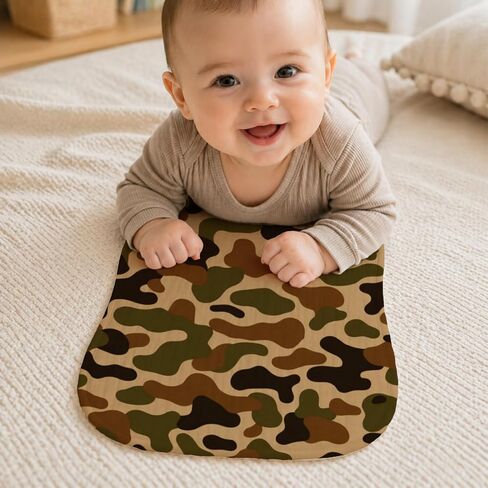 4 Pack Camo Baby Burp Cloths for Boys Girls,Large Green Cotton Burp Rags for Newborns Gifts Nursery Decor Extra Soft and Absorbent Baby Spit-Up Cloths,18x8inches in Kuwait