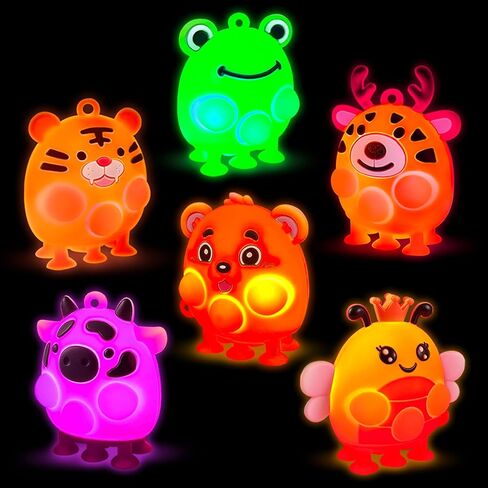 ChildFun 6 Pack Light Up Animal Suction Pop Bath Toys, No Hole Bath Toys for Toddlers, Silicone Suction Fidget Toys for Sensory Fun, Travel Toys for Kids, Airplane, Car Rides & Road Trips in Kuwait
