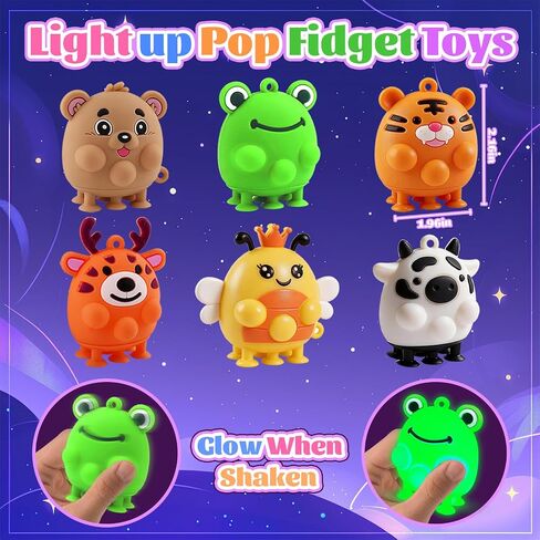 ChildFun 6 Pack Light Up Animal Suction Pop Bath Toys, No Hole Bath Toys for Toddlers, Silicone Suction Fidget Toys for Sensory Fun, Travel Toys for Kids, Airplane, Car Rides & Road Trips in Kuwait
