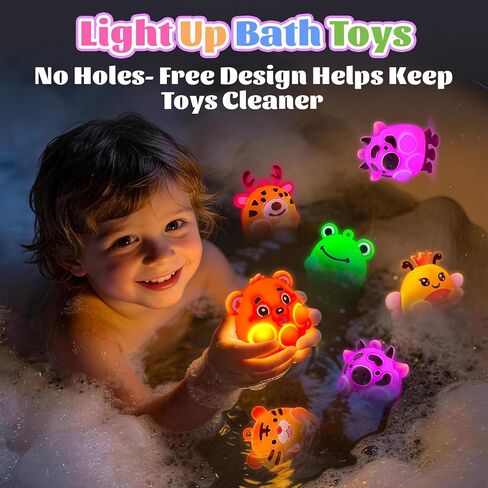ChildFun 6 Pack Light Up Animal Suction Pop Bath Toys, No Hole Bath Toys for Toddlers, Silicone Suction Fidget Toys for Sensory Fun, Travel Toys for Kids, Airplane, Car Rides & Road Trips in Kuwait