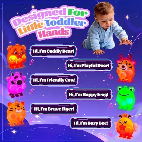 ChildFun 6 Pack Light Up Animal Suction Pop Bath Toys, No Hole Bath Toys for Toddlers, Silicone Suction Fidget Toys for Sensory Fun, Travel Toys for Kids, Airplane, Car Rides & Road Trips in Kuwait