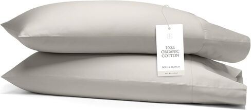 BOLL & BRANCH Percale Hemmed Pillowcase Set, Standard, White | Luxury 100% Organic Cotton - Crisp and Smooth - 2 Pillowcases Included in Kuwait