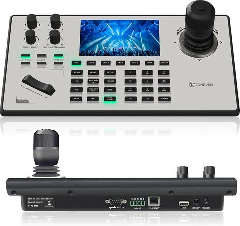 TONGVEO PTZ Camera Joystick Controller with 5'' LCD Screen Preview, 4D Joystick, Built-in NDI License, Support PoE, VISCA, Pelco-D/P for Church Worship, Live Events, Streaming & Broadcast [windows] in Kuwait