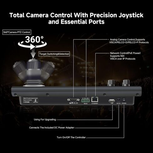 TONGVEO PTZ Camera Joystick Controller with 5'' LCD Screen Preview, 4D Joystick, Built-in NDI License, Support PoE, VISCA, Pelco-D/P for Church Worship, Live Events, Streaming & Broadcast [windows] in Kuwait