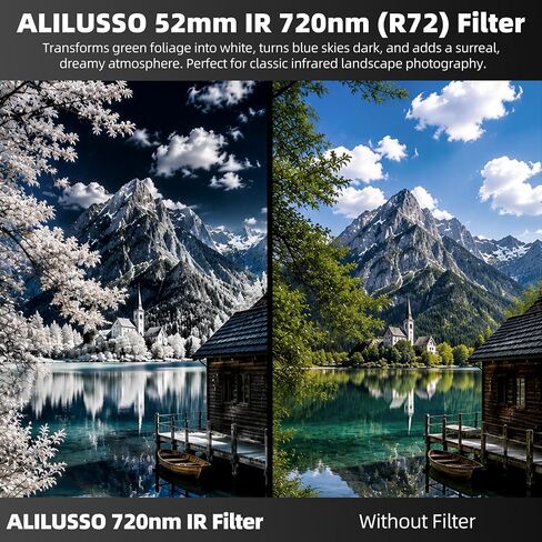 52mm Infrared Filter, IR 720nm (R72) Filters for Canon Nikon Sony Panasonic Fuji Kodak DSLR Camera Lens, Optical Glass in Kuwait