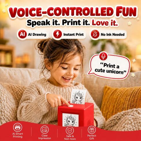 AI Voice Activated Sticker Printer with HD Screen, Smart Portable Printing Device, Instant AI Art Sticker Maker for Home DIY, Parent-Child Creation, Daily Labeling & Fun Crafting in Kuwait