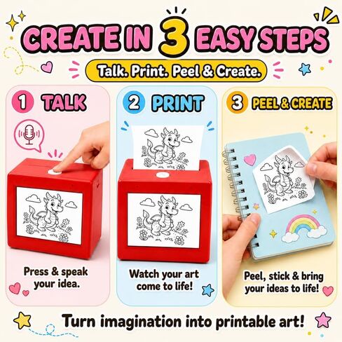 AI Voice Activated Sticker Printer with HD Screen, Smart Portable Printing Device, Instant AI Art Sticker Maker for Home DIY, Parent-Child Creation, Daily Labeling & Fun Crafting in Kuwait