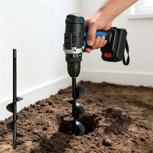 Auger Drill Bit for Planting 1.6 in x 8.66 in Extended Spiral Bit 3/8 in Hex Shank Garden Bulbs Flowers Post Hole Digger, S in Kuwait