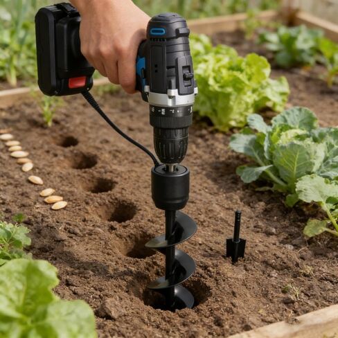 Auger Drill Bit for Planting 1.6 in x 8.66 in Extended Spiral Bit 3/8 in Hex Shank Garden Bulbs Flowers Post Hole Digger, S in Kuwait