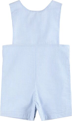 Lil cactus Light Blue Seersucker Lil Brother Smocked Jon Jons Overalls in Kuwait