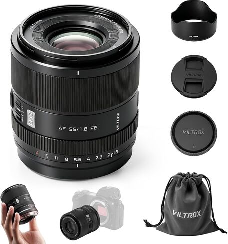 VILTROX AF 75mm F1.8 EVO APS-C Prime Lens for Sony E-Mount | Portrait Telephoto, Large Aperture, 12.5oz Lightweight, STM Autofocus, HD Nano Multi‑Coating, 21.4° Angle, 58mm filter thread in Kuwait