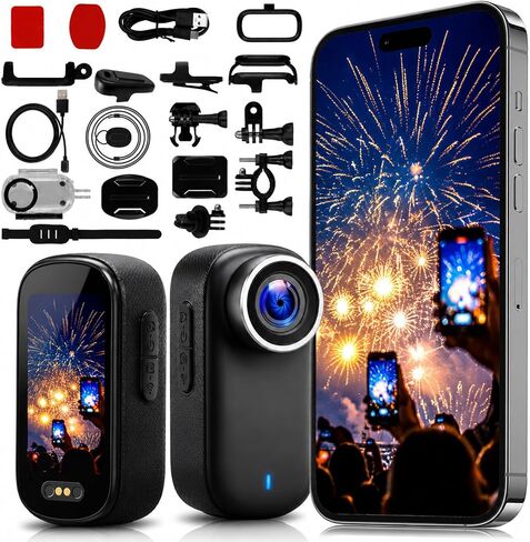 Pro 4K Mini Body Camera with 1.47" Screen, WiFi Pocket Cameras with 16 Accessories,Wearable Thumb Action Camera Magnetic Mount One-Click Hands-Free Camera for TikTok/YouTube/Vlog/Motorcycle in Kuwait