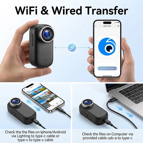 Pro 4K Mini Body Camera with 1.47" Screen, WiFi Pocket Cameras with 16 Accessories,Wearable Thumb Action Camera Magnetic Mount One-Click Hands-Free Camera for TikTok/YouTube/Vlog/Motorcycle in Kuwait