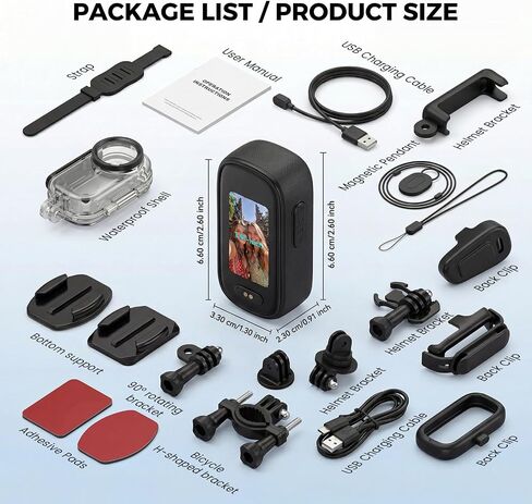 Pro 4K Mini Body Camera with 1.47" Screen, WiFi Pocket Cameras with 16 Accessories,Wearable Thumb Action Camera Magnetic Mount One-Click Hands-Free Camera for TikTok/YouTube/Vlog/Motorcycle in Kuwait