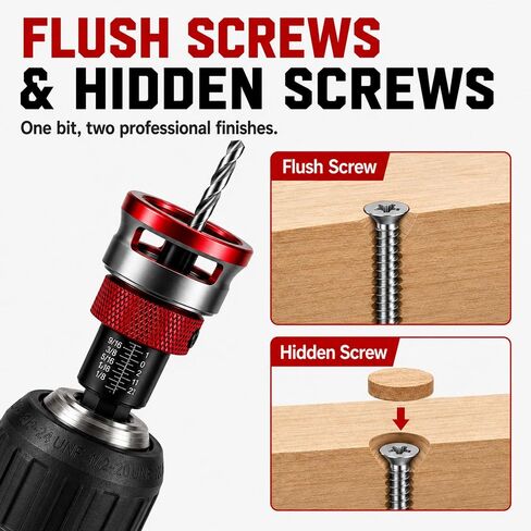 9PCS Countersink Drill Set, Collar Stops When Touching Wood | Low-Friction Collar Won’t Scratch Wood, 82° Cutters Make Clean Countersinks for Cabinets, Furniture and Woodworking. in Kuwait