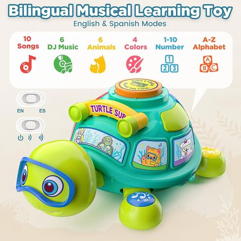 Vahome Musical Crawling Turtle Toy for Babies 3–12 Months, Light-up Educational Baby Toy for 6 7 8 9 10-12 Month Old Boy Girl, Bilingual Development Infant Gifts for 3 4 5 6-12 Months (Green) in Kuwait